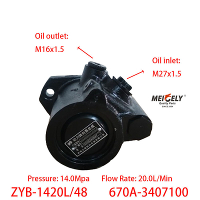 Sıcak Satış 670A-3407100 YC6108 Motoru için Direksiyon Vane Pompası