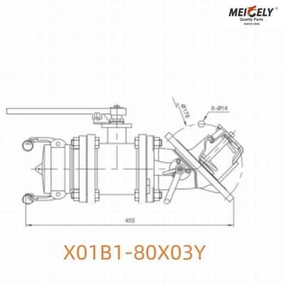 X01B1-80X03Y Tank Kamyonu için Kelebek Valf Montajlı Ayak Valfi