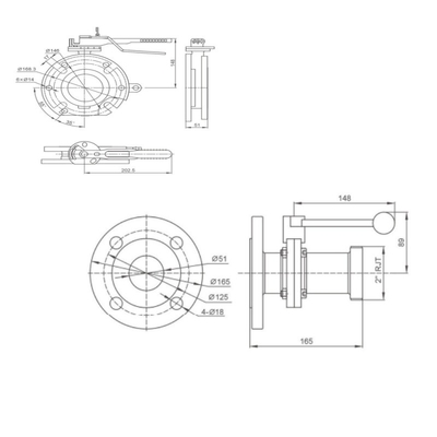 Sanitary Aseptik Örnekleme Valvu Flange Widdop Butterfly Valve For Water Tank Truck